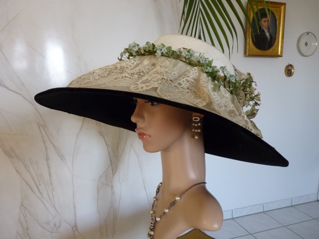 antique hat, antique summer hat, hat 1910, edwardian hat, chapeau ancien, antiek hoeden, summer 1910, antique dress, antique gown