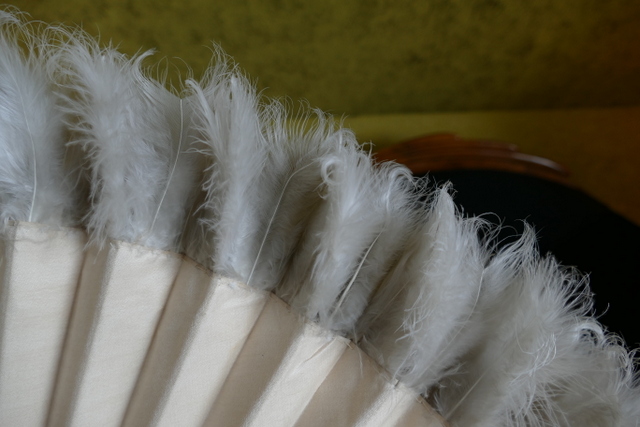5 antique silk Bone feather Fan 1900