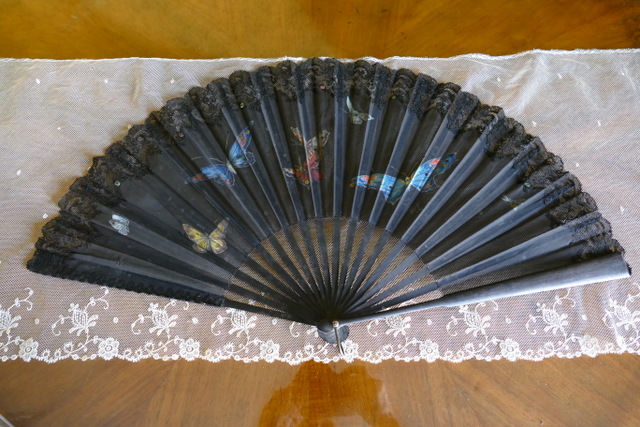 2 antique fan butterflys 1905