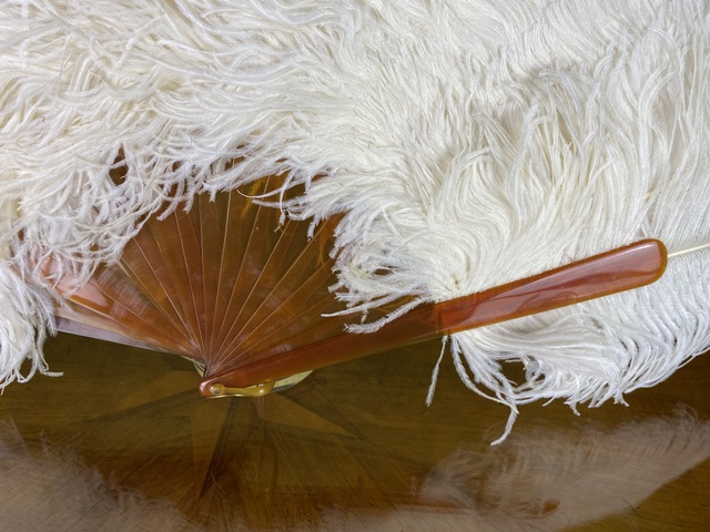 3 antique wedding feather fan 1900