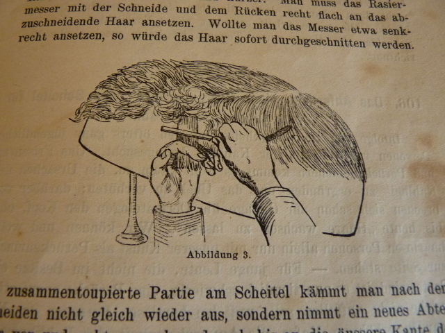 12 antikes Lehrbuch Perueckenmacher 1909
