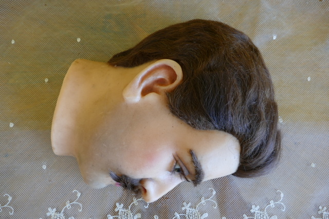 2 antique barber wax head 1920