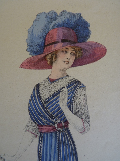 2 antique fashion gravure 1909