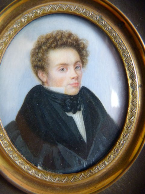 1 antique miniature portrait 1830