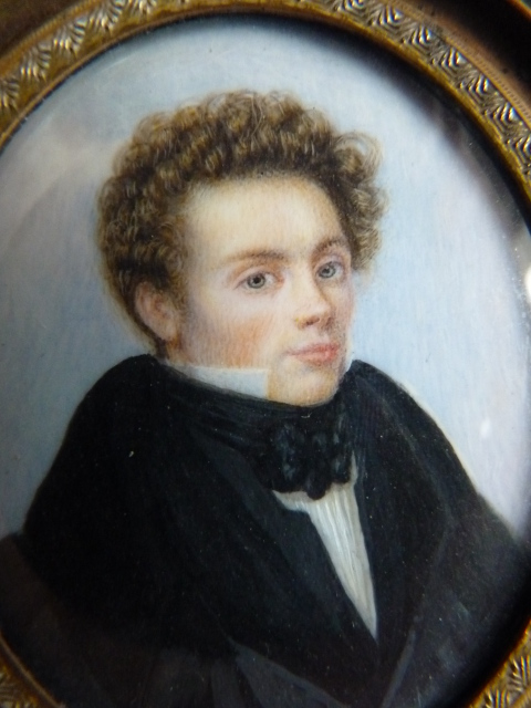 2 antique miniature portrait 1830