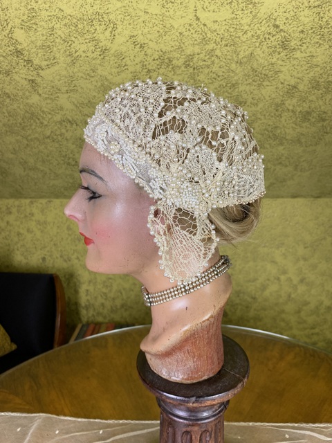 antique flapper wedding bonnet 