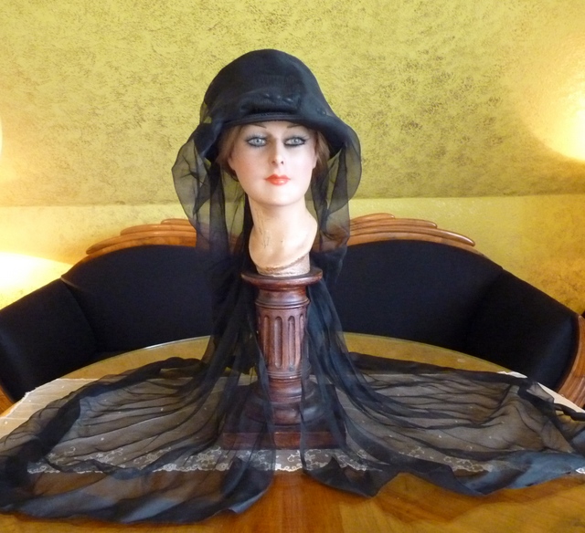 2 antique mourning hat 1910