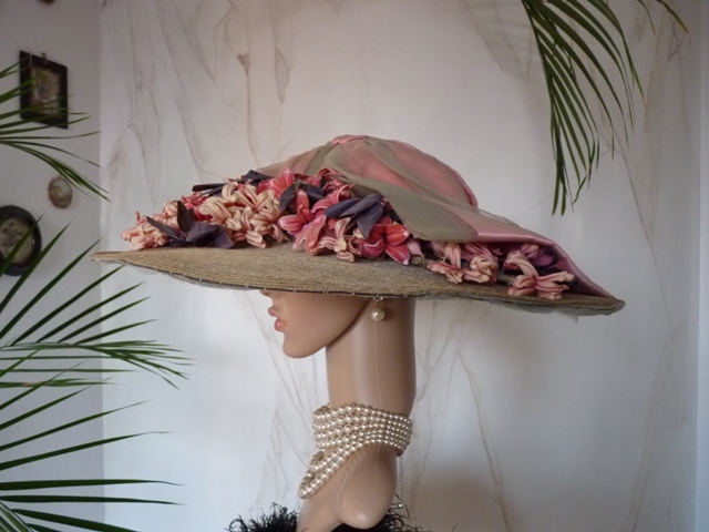 antique hat, antique summer hat, summer hat 1910, hat 1910, antique dress, antique gown, edwardian hat, chapeau ancien