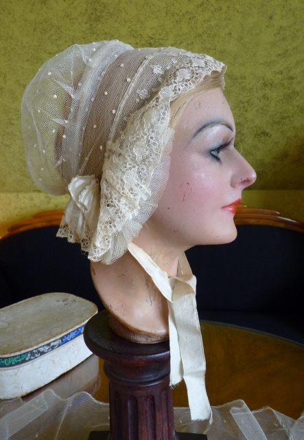 1 antique wedding bonnet 1840