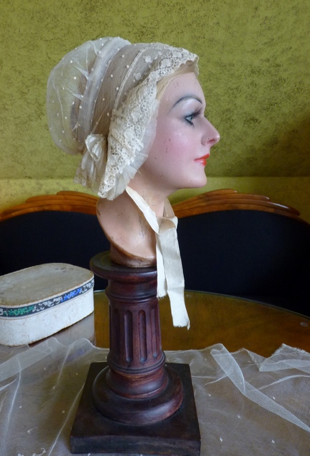 2 antique wedding bonnet 1840