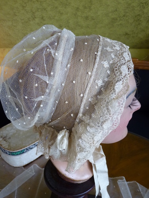 4 antique wedding bonnet 1840