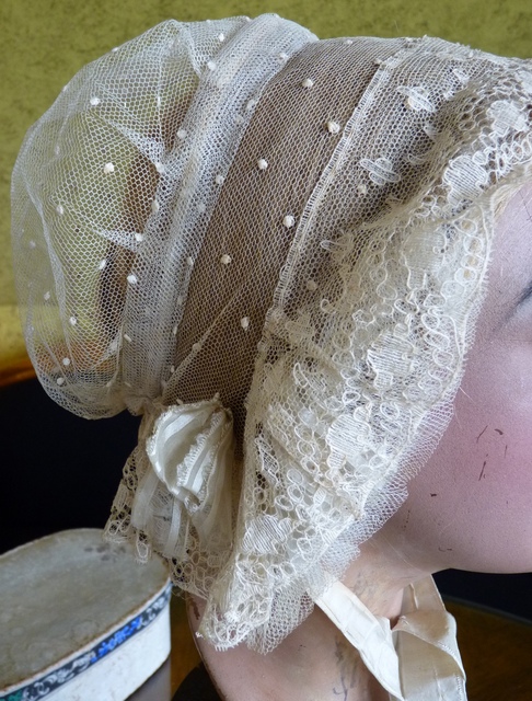 5 antique wedding bonnet 1840