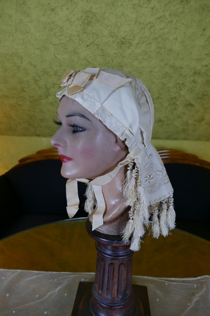 3 antique wedding bonnet 1870