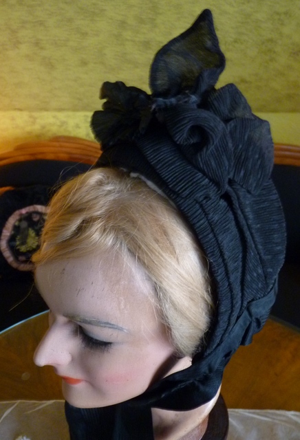 5 antique mourning bonnet