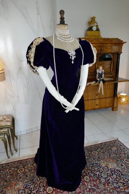 2 antique evening gown Jeanne Hallee 1895