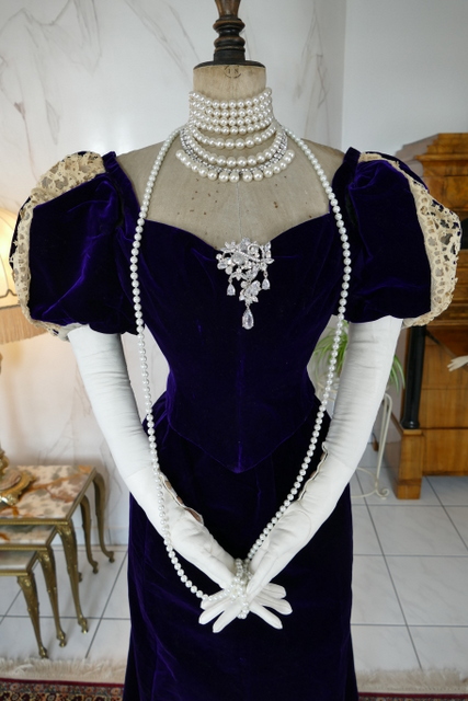 3 antique evening gown Jeanne Hallee 1895