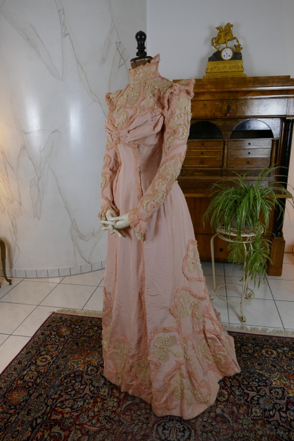 18 antique Rousset Paris society dress 1899
