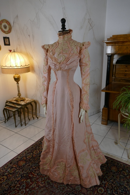 3 antique Rousset Paris society dress 1899