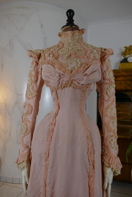 5 antique Rousset Paris society dress 1899