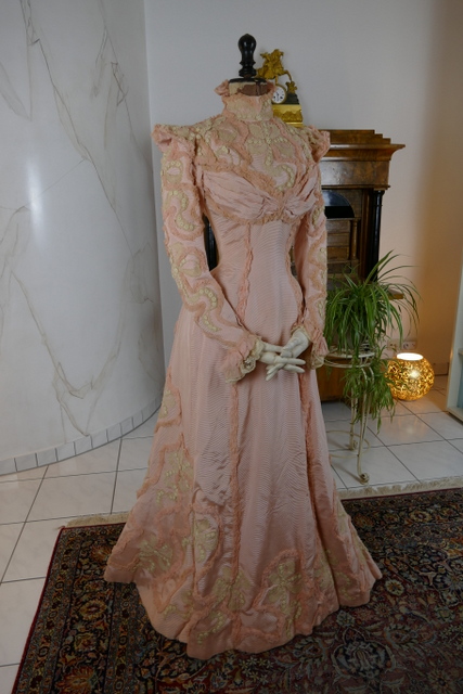 7 antique Rousset Paris society dress 1899