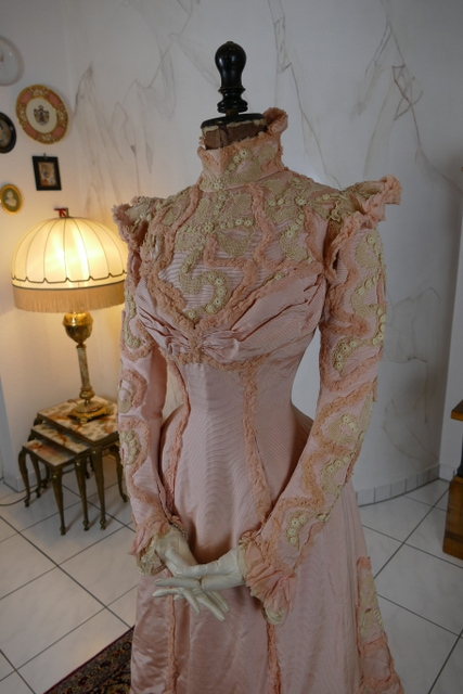 8 antique Rousset Paris society dress 1899