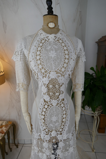 3 antique irish crochet dress 1904
