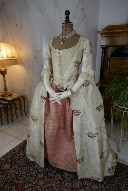 2 antique rococo robe a l anglaise 1770