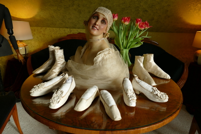 3 antique wedding shoes