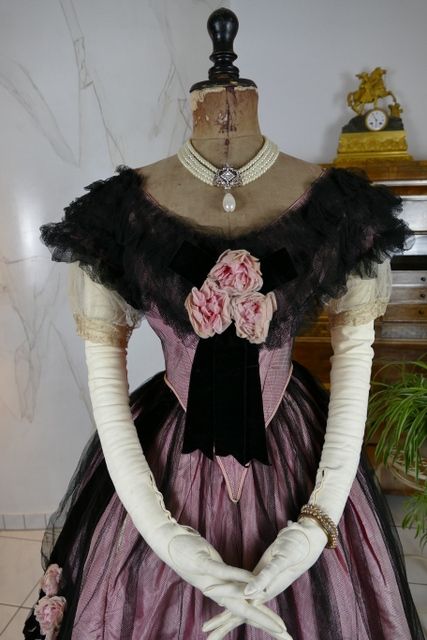 3 antique crinoline ball gown 1855