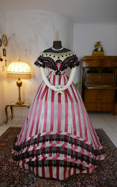 2 antique evening dress 1860