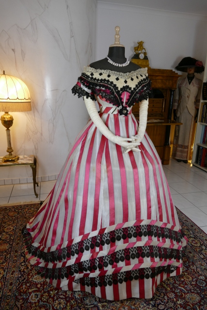 3 antique evening dress 1860