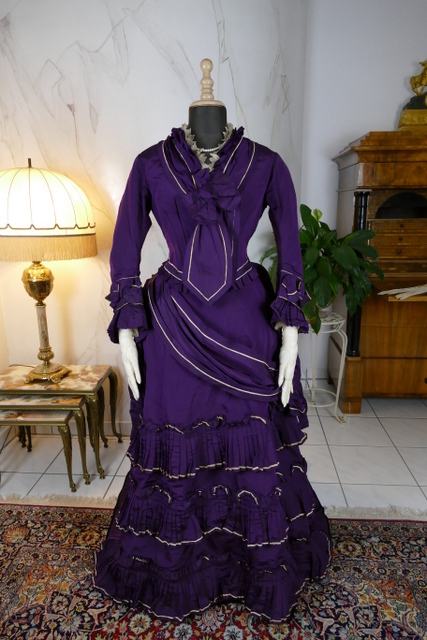 2 antique bustle dress 1874