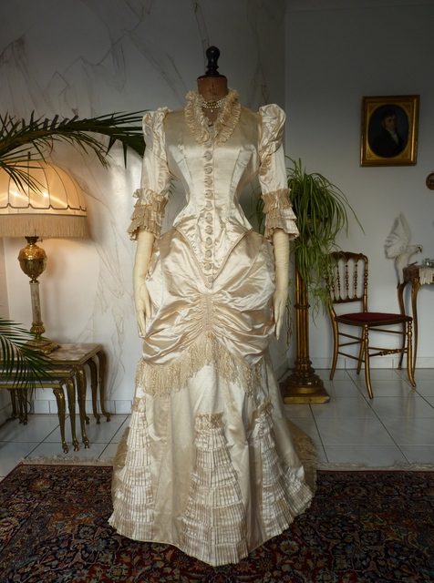 2 antique bustle wedding gown 1879
