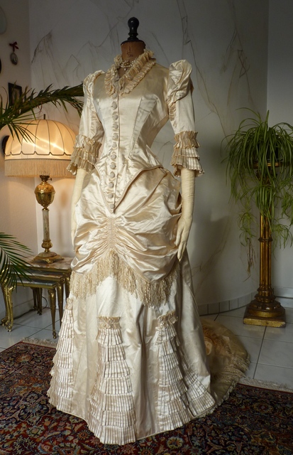 3 antique bustle wedding gown 1879