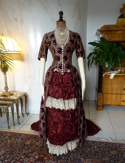2 antique bustle gown 1884