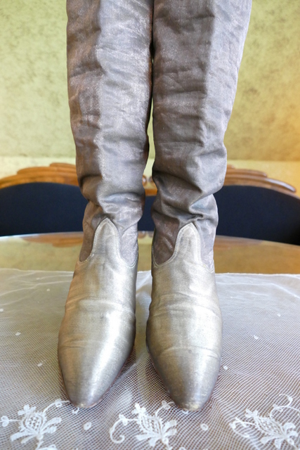 2 antique gold lamee boots 1920