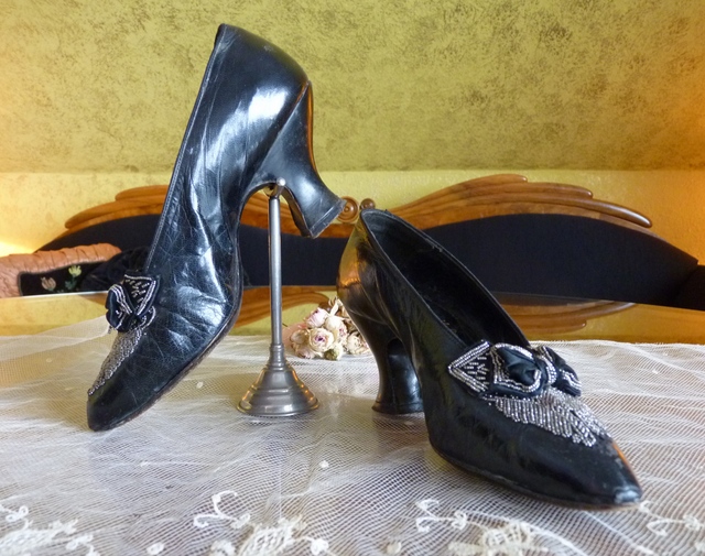 antike Schuhe, Schuhe 1904 edwardianische Schuhe, Abendschuöhe 1904, antike Abendschuhe