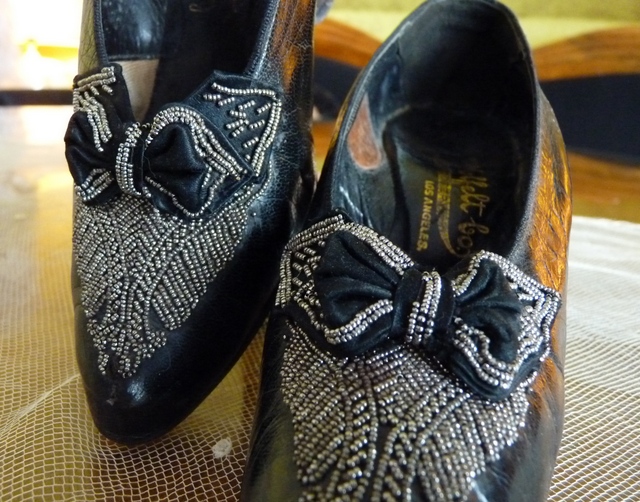 antike Schuhe, Schuhe 1904 edwardianische Schuhe, Abendschuöhe 1904, antike Abendschuhe