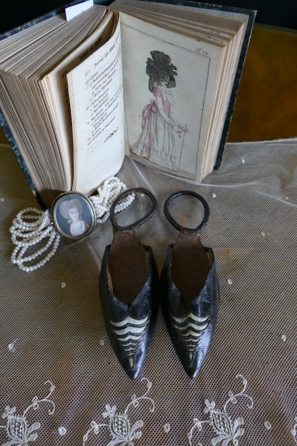2 antique rococo overshoes 1792
