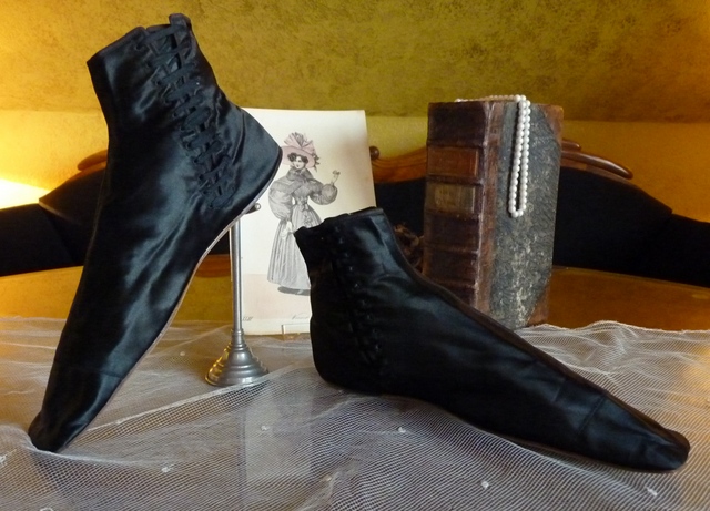 antique romantic period boots 1930