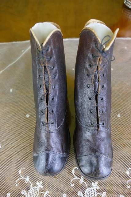 2 antique childrens boots patent 1860