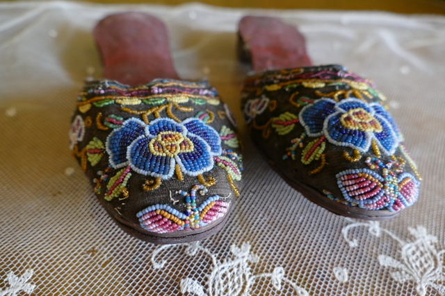 3 antique slippers 1870