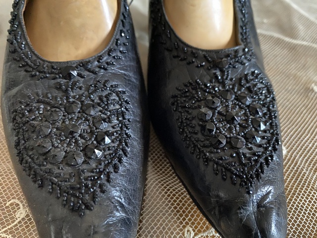 1 antique embroidered shoes 1900