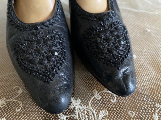 3 antique embroidered shoes 1900