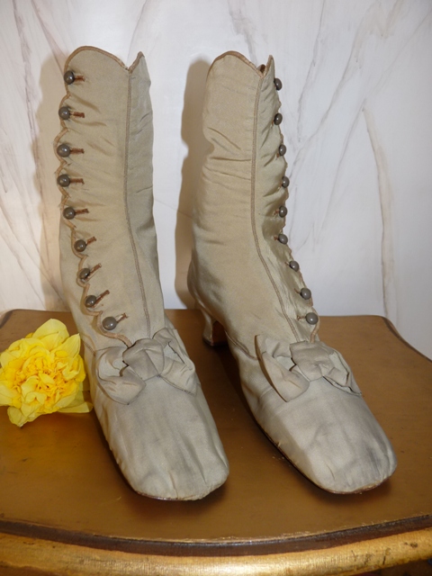 antique shoes, victorian shoes, shoes 1870, antique boots, antique evening boots, antique evening shoes, antique dress, antique gown