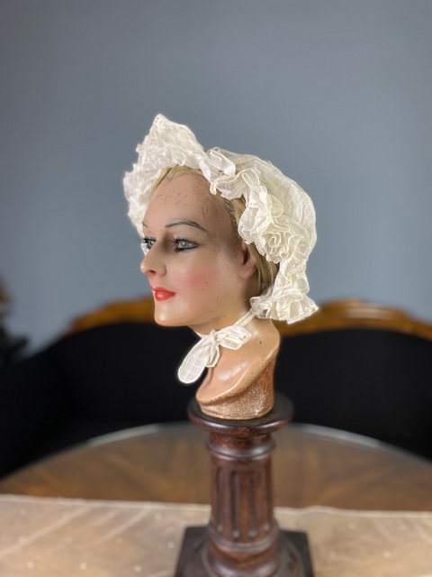 3 antique boudoir bonnet 1890