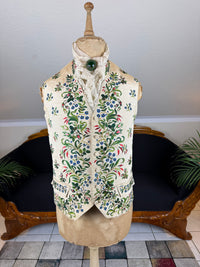 Georgian Cream Silk Embroidered Waistcoat, England ca. 1790 – Vibrant Antique Menswear