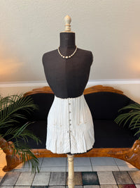 Antique FITU Figureform corset, 1910s England, light colour, front‑hooked and back‑laced