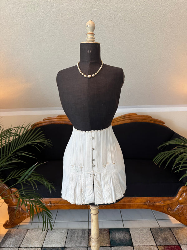 Antique FITU Figureform corset, 1910s England, light colour, front‑hooked and back‑laced