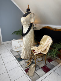 Edwardian wedding ensemble by Reville & Rossiter London with original box, shoes and accessories, Lady Gillman provenance, 1911